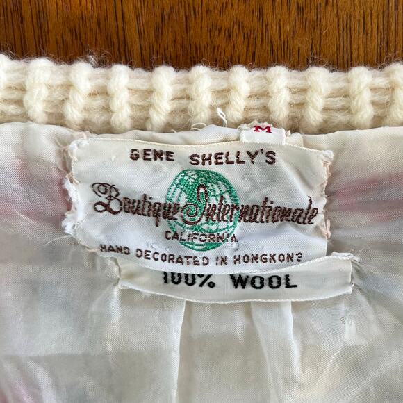 Vintage 50s / 60s Gene Shelly Wool‎ Knit Cardigan Sweater // Size Medium - Picture 2 of 9